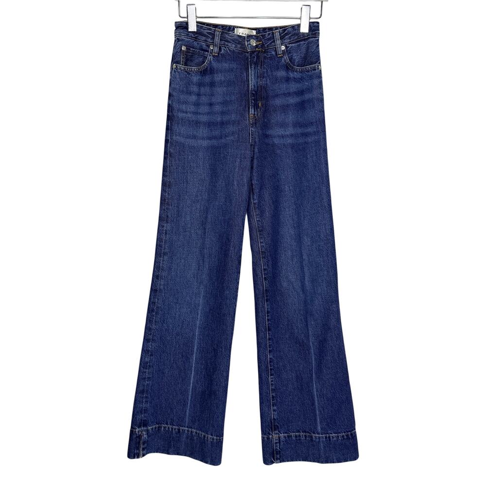 Frame The Slice Flare Jeans 25 Headliner Blue Regenerative Cotton Distressing